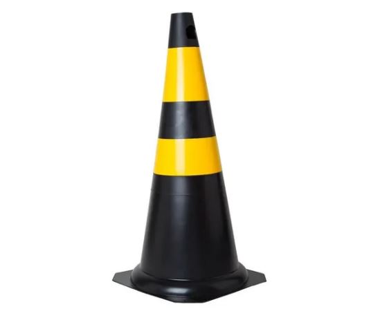 Cone Sinalização Amarelo/preto 75cm Rígido Fosco