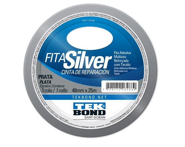 Fita Adesiva Silver Tape Prata 25mts - Tekbond