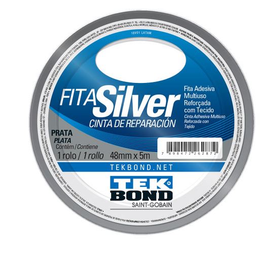 Fita Adesiva Silver Tape Prata 5mts - Tekbond