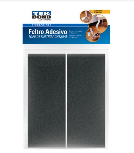 Feltro Adesivo 127mm X 51mm Preto Com 2 PeÇas