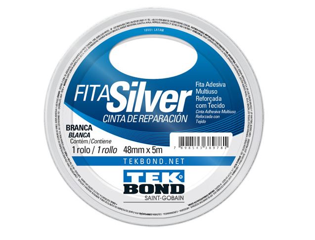 Fita Adesiva Silver Tape Branca 5mts - Tekbond