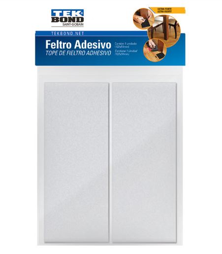 Feltro Adesivo 127mm X 51mm Branco Com 2 PeÇas