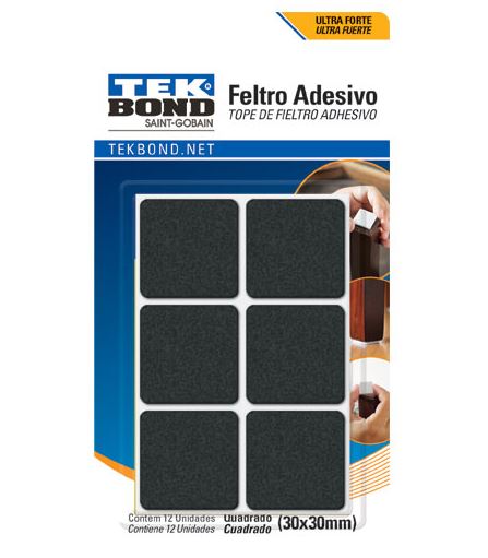 Feltro Adesivo 30mm Preto Com 12 PeÇas